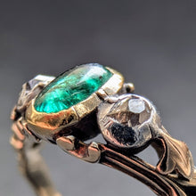 Lade das Bild in den Galerie-Viewer, Ring 14k 585 Gold Silber Smaragd Diamant Neorenaissance antik c. 1890 RG 56/57 S
