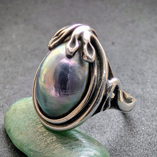 Vintage Designer Ring 925 Silber Abalone RG 56 S