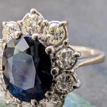 Lade das Bild in den Galerie-Viewer, Entourage Ring 18k 750 Gold blauer Saphir 2,5 Carat Diamanten 0,80 Ct RG 55/56 S
