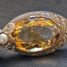 Lade das Bild in den Galerie-Viewer, Jugendstil Anhänger Silber vergoldet Citrin 23 Carat Perle alt antik c. 1920 S
