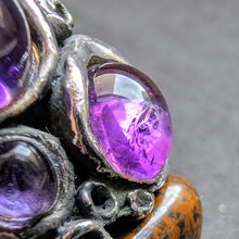 Lade das Bild in den Galerie-Viewer, Vintage Ring Silber Modernismus Brutalismus Amethyst Handarbeit RG 54 S
