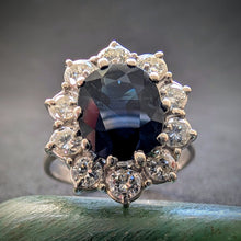 Lade das Bild in den Galerie-Viewer, Entourage Ring 18k 750 Gold blauer Saphir 2,5 Carat Diamanten 0,80 Ct RG 55/56 S
