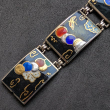 Lade das Bild in den Galerie-Viewer, Jugendstil Art Deco Armband 935 Silber Japonismus Emaille alt antik c. 1910 S
