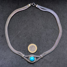 Load image into Gallery viewer, Gustav Hauber designer necklace 835 silver turquoise midcentury old c. 1960s p
