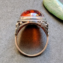 Lade das Bild in den Galerie-Viewer, Vintage Designer Ring Sterling Silber 925 Bernstein alt RG 61/62 S
