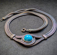 Load image into Gallery viewer, Gustav Hauber Designer Collier 835 Silber Türkis Midcentury alt c. 1960s S
