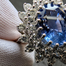 Lade das Bild in den Galerie-Viewer, Entourage Ring 585 Gold Saphir Ceylon Sri Lanka 3 Carat No Heat Diamant RG 60 S
