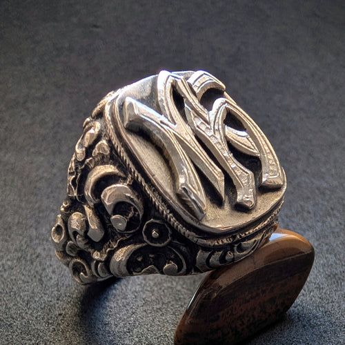 Jugendstil Monogramm Ring Silber MH HM YW WY massiv 33,3 g antik 1920 RG 67/68 S