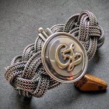Lade das Bild in den Galerie-Viewer, Vintage Flecht Armband 835 Silber Gustav Hauber Mid Century CZ Gold c. 1950s S
