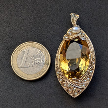 Lade das Bild in den Galerie-Viewer, Jugendstil Anhänger Silber vergoldet Citrin 23 Carat Perle alt antik c. 1920 S
