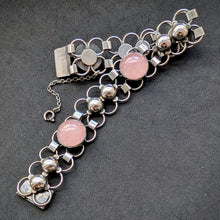 Lade das Bild in den Galerie-Viewer, Mid Century Armband Adolf Regelmann Stuttgart 925 Silber Rosenquarz alt 1950s S
