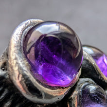 Lade das Bild in den Galerie-Viewer, Vintage Ring Silber Modernismus Brutalismus Amethyst Handarbeit RG 54 S
