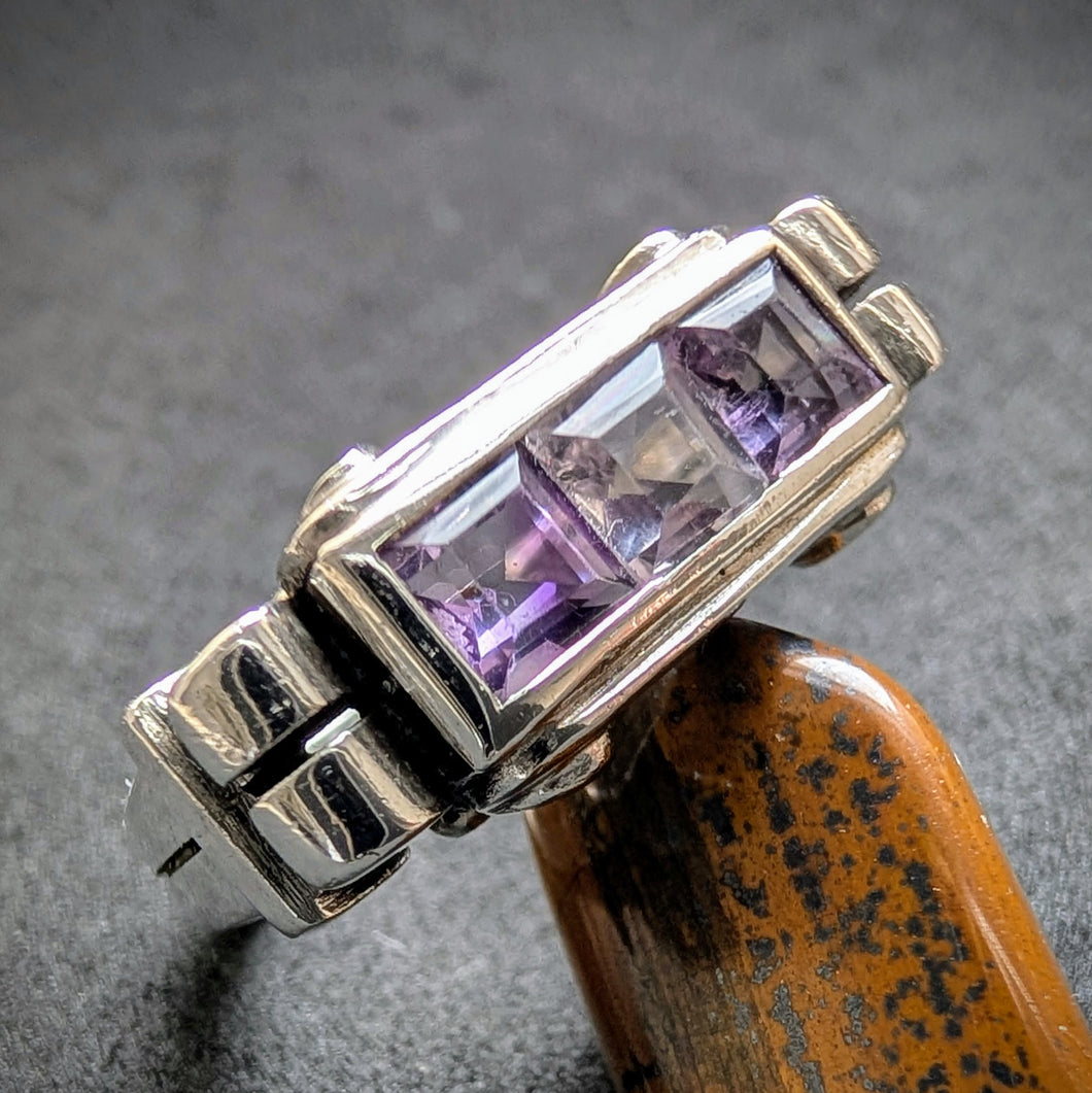Art Deco Ring 935 Silber Amethyst alt antik c. 1920 RG 54/55 S