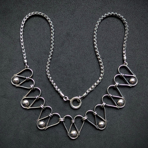 Vintage Designer Collier 835 Silber Gustav Hauber Midcentury alt c. 1950 S