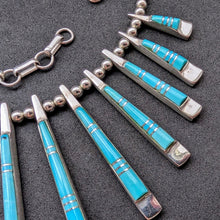 Load image into Gallery viewer, Navajo Collier Sterling Silber 925 Türkis Inlay massive Silberschmiedearbeit S
