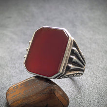 Load image into Gallery viewer, Jugendstil Art Deco Ring 835 Silber Karneol Handarbeit alt c. 1920 RG 61 S
