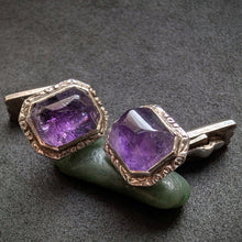 Load image into Gallery viewer, Art Deco Manschettenknöpfe 800 Silber Amethyst alt antik c. 1920 S
