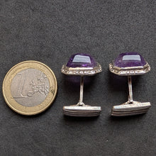 Load image into Gallery viewer, Art Deco Manschettenknöpfe 800 Silber Amethyst alt antik c. 1920 S
