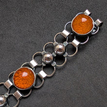 Lade das Bild in den Galerie-Viewer, Armband 925 Silber Adolf Regelmann Stuttgart Bernstein braun Midcentury 1950s S
