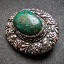 Lade das Bild in den Galerie-Viewer, Jugendstil Brosche 900 Silber Chrysokoll Handarbeit alt antik c. 1920 S
