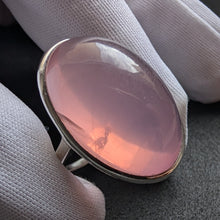 Lade das Bild in den Galerie-Viewer, Jugendstil Art Deco Ring 935 Silber Rosenquarz rosa alt antik c. 1920 RG 56 S
