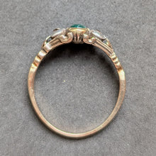 Lade das Bild in den Galerie-Viewer, Ring 14k 585 Gold Silber Smaragd Diamant Neorenaissance antik c. 1890 RG 56/57 S
