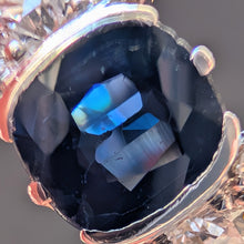 Lade das Bild in den Galerie-Viewer, Art Deco Ring 750 Gold Wien blauer Saphir 1 Ct Diamanten 0,80 Ct RG 52/53 S
