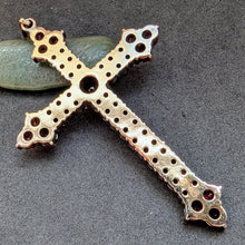 Load image into Gallery viewer, Cross pendant silver gold-plated garnet old silversmith work traditional costume S
