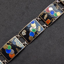 Lade das Bild in den Galerie-Viewer, Jugendstil Art Deco Armband 935 Silber Japonismus Emaille alt antik c. 1910 S
