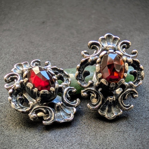 Tracht Ohrringe Ohrclips 925 Silber Granat BS Bartel & Sohn S