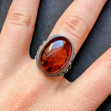 Lade das Bild in den Galerie-Viewer, Vintage Designer Ring Sterling Silber 925 Bernstein alt RG 61/62 S
