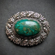 Lade das Bild in den Galerie-Viewer, Jugendstil Brosche 900 Silber Chrysokoll Handarbeit alt antik c. 1920 S
