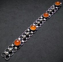 Lade das Bild in den Galerie-Viewer, Armband 925 Silber Adolf Regelmann Stuttgart Bernstein braun Midcentury 1950s S
