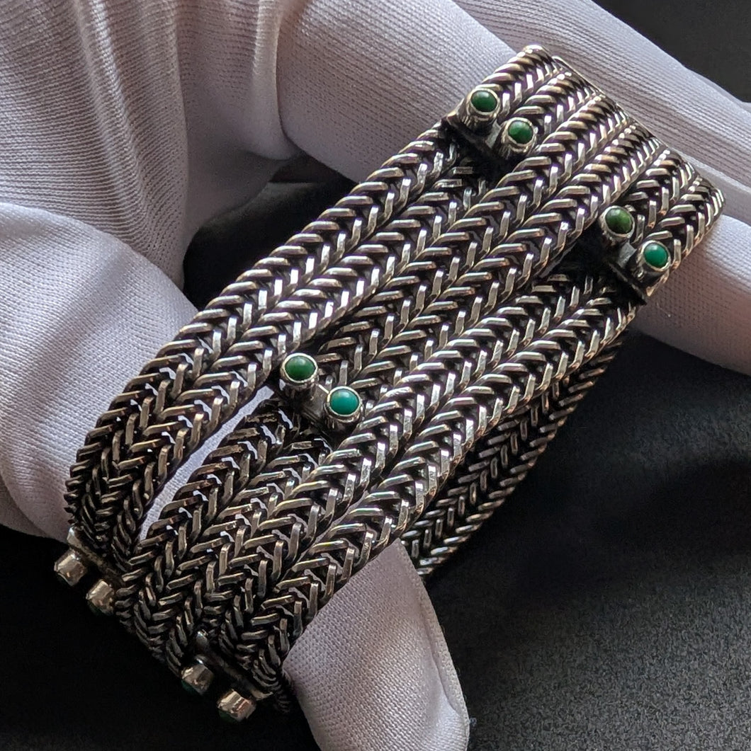 Vintage Gustav Hauber Midcentury Armband 835 Silber Türkis alt c. 1950 S