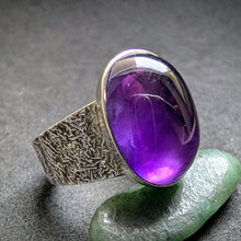 Lade das Bild in den Galerie-Viewer, Vintage Ring 835 Silber Amethyst Silberschmiedearbeit alt RG 59 S
