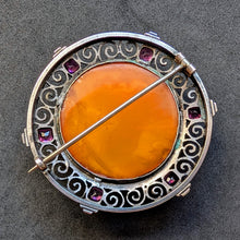 Lade das Bild in den Galerie-Viewer, Jugendstil Art Deco Brosche 800 Silber Butterscotch Bernstein antik c. 1920 S
