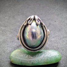 Lade das Bild in den Galerie-Viewer, Vintage Designer Ring 925 Silber Abalone RG 56 S
