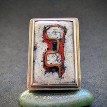 Lade das Bild in den Galerie-Viewer, Art Deco Ring 900 Silber Emaille Designer OR alt antik c. 1920 RG 61 S
