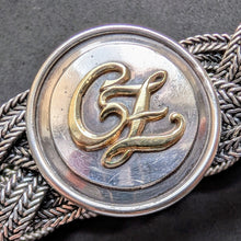 Lade das Bild in den Galerie-Viewer, Vintage Flecht Armband 835 Silber Gustav Hauber Mid Century CZ Gold c. 1950s S
