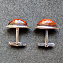 Load image into Gallery viewer, Vintage Designer Manschettenknöpfe Bernstein 835 Silber Silberschmiedearbeit S
