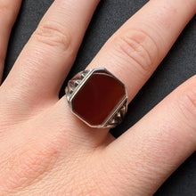 Load image into Gallery viewer, Jugendstil Art Deco Ring 835 Silber Karneol Handarbeit alt c. 1920 RG 61 S

