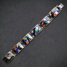 Lade das Bild in den Galerie-Viewer, Jugendstil Art Deco Armband 935 Silber Japonismus Emaille alt antik c. 1910 S
