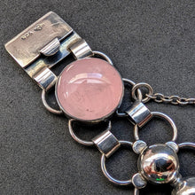 Lade das Bild in den Galerie-Viewer, Mid Century Armband Adolf Regelmann Stuttgart 925 Silber Rosenquarz alt 1950s S
