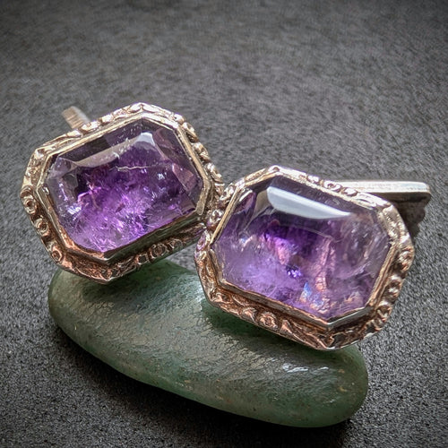 Art Deco Manschettenknöpfe 800 Silber Amethyst alt antik c. 1920 S