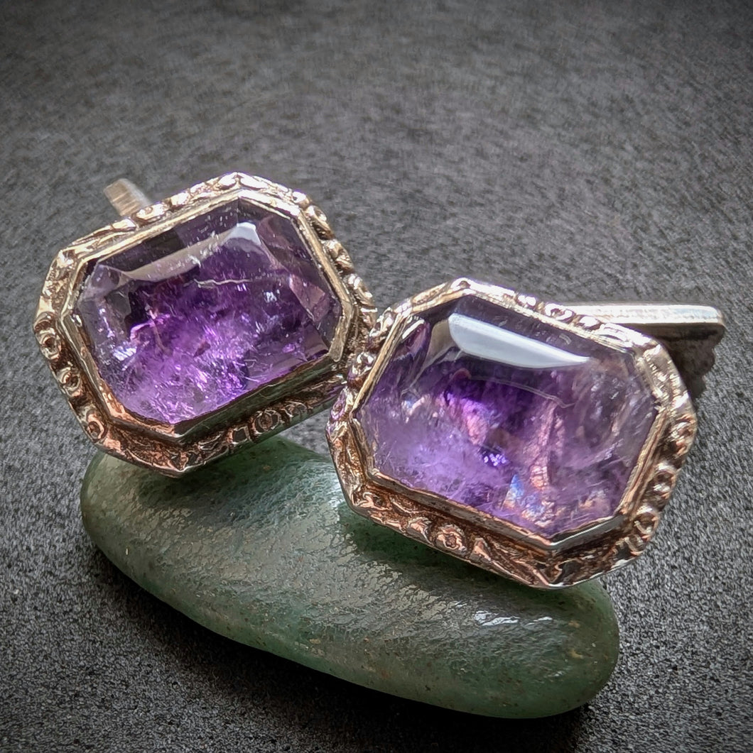 Art Deco Manschettenknöpfe 800 Silber Amethyst alt antik c. 1920 S