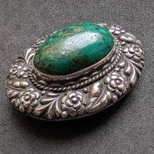 Lade das Bild in den Galerie-Viewer, Jugendstil Brosche 900 Silber Chrysokoll Handarbeit alt antik c. 1920 S
