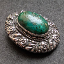 Lade das Bild in den Galerie-Viewer, Jugendstil Brosche 900 Silber Chrysokoll Handarbeit alt antik c. 1920 S
