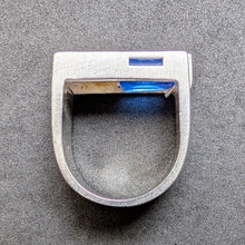 Load image into Gallery viewer, Designer ring Moser &amp; Pfeil Pforzheim 925 silver blue sapphire modern RG 56 S
