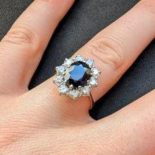 Lade das Bild in den Galerie-Viewer, Entourage Ring 18k 750 Gold blauer Saphir 2,5 Carat Diamanten 0,80 Ct RG 55/56 S

