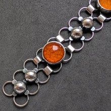 Lade das Bild in den Galerie-Viewer, Armband 925 Silber Adolf Regelmann Stuttgart Bernstein braun Midcentury 1950s S
